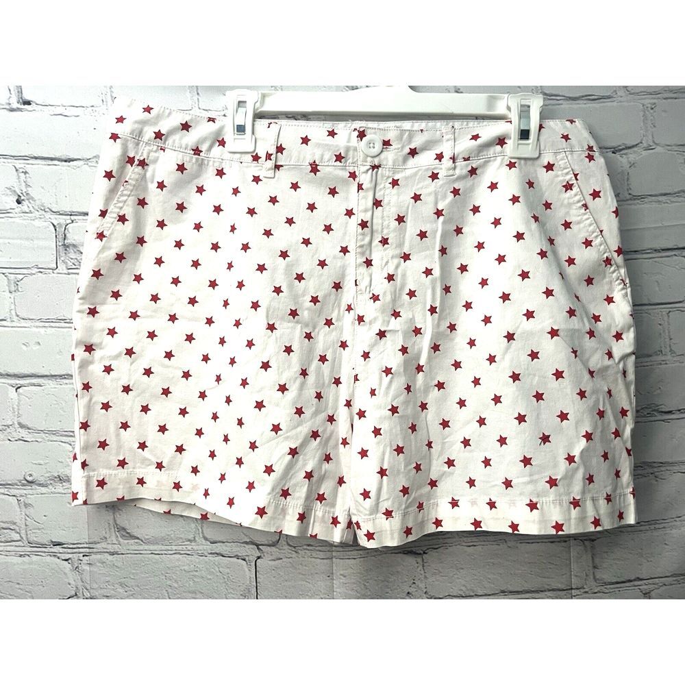 Carribean Joe Women's Shorts White w/ Red Stars‎ 14P NWT